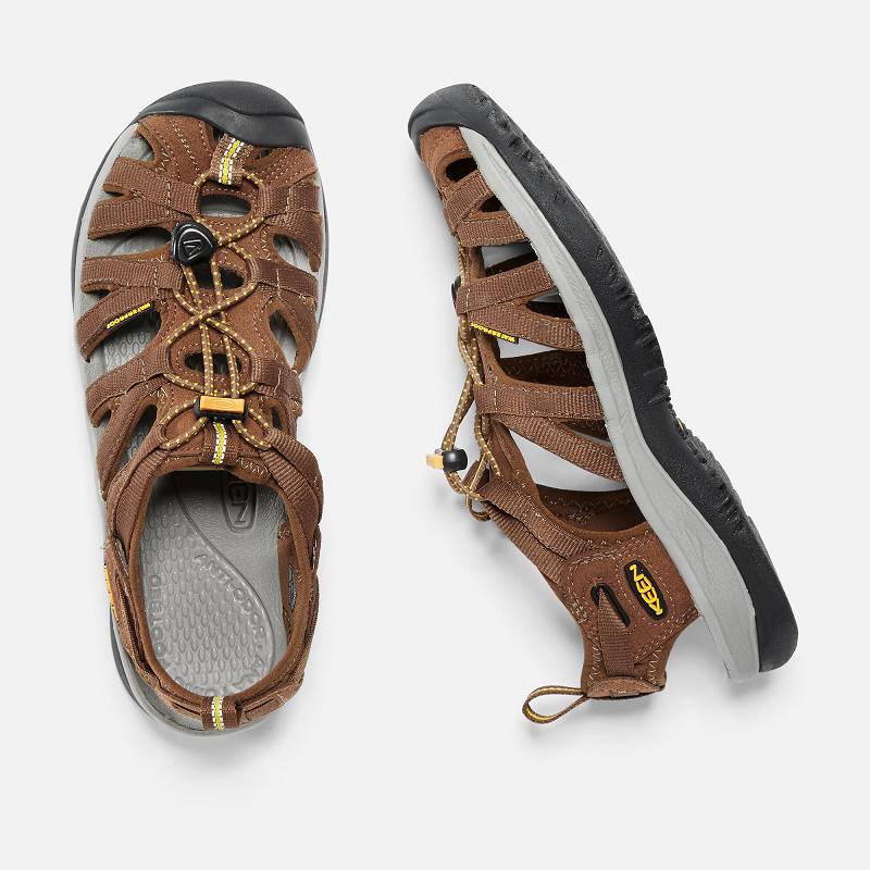 Keen Whisper Trekkingsandalen Damen DE-49216 Coffee Liqueur/Keen Yellow - Keen Damenschuhe Kaffee